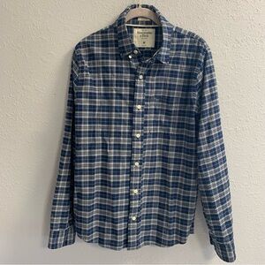 Abercrombie and Fitch muscle button up long sleeve shirt blue and gray
